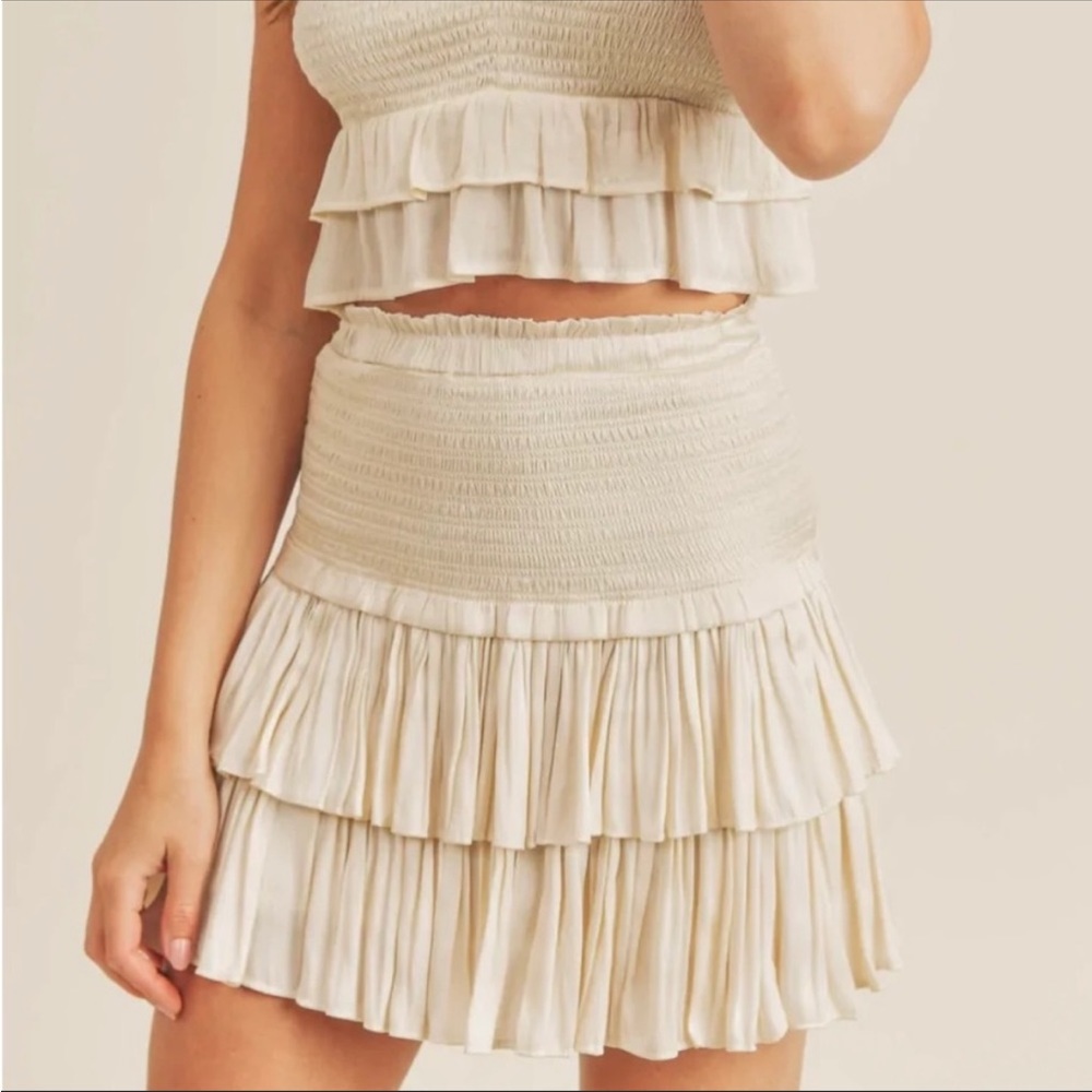 RESET by Jane Amore Ruffle High-Waisted Skirt, Ivory/Cream